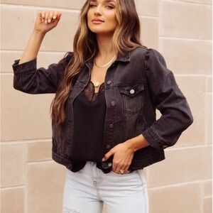 Vici Charcoal Black Denim Jacket